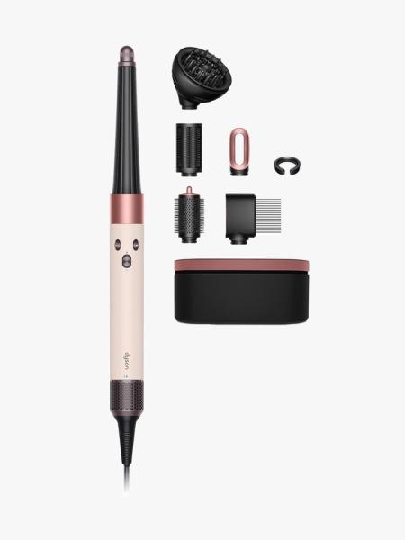 Dyson Airwrap Co-anda2x Multi-Styler and Dryer Curly+Coily in branded components on a light gray background