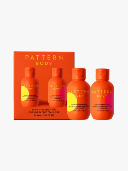 Pattern Daily Hydration Mini Body Duo in branded components on a light gray background